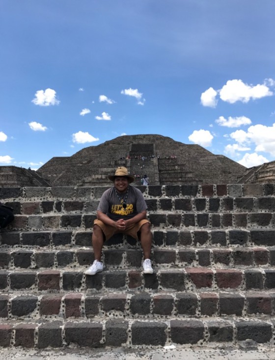 Jose Rivas at the ruins of Teotihuacan near Texcoco, Mexico. Rivas was born in Mexico and came to the U.S. when he was 6 years old. He was able to return to Mexico through a study abroad program facilitated by the California-Mexico Studies Center.