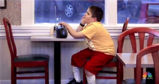 HK Derryberry as a little boy in a Mrs. Winner's restaurant listening to his radio