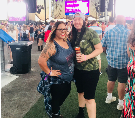 Jacqulyn Lopez (left) and Allison Gardner at the Harvest Festival in Las Vegas, Nevada, prior to Sunday's mass shooting.