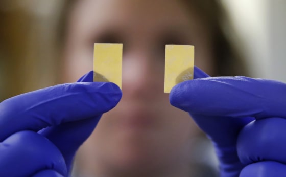 Image: Investigator Heidi Laramie, of the N.H. Dept. of Corrections, shows the confiscated drug suboxone, a oral narcotic film