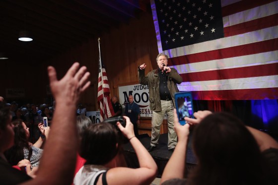 Image: Steve Bannon speaks at a campaign event for Republican candidate for Roy Moore