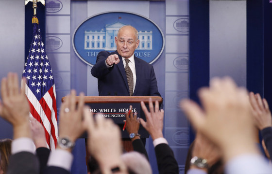 Image: White House Chief of Staff Kelly takes questions from the media as he addresses the daily briefing at the White House in Washington