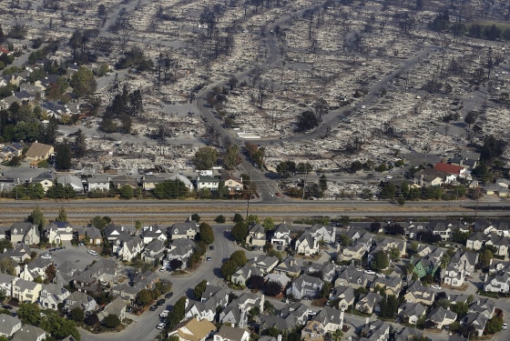 Image: Homes destroyed from fires are seen from an aerial view in Santa Rosa,