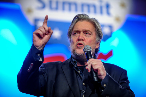 Image: Former White House Chief Strategist Bannon delivers remarks in Washington