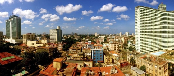 This image provided by Chris Allen shows the view in Havana, Cuba, from his hotel room - room 1414 - at Hotel Capri in April 2014.