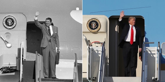 Image: Reagan in 1982; Trump in 2017