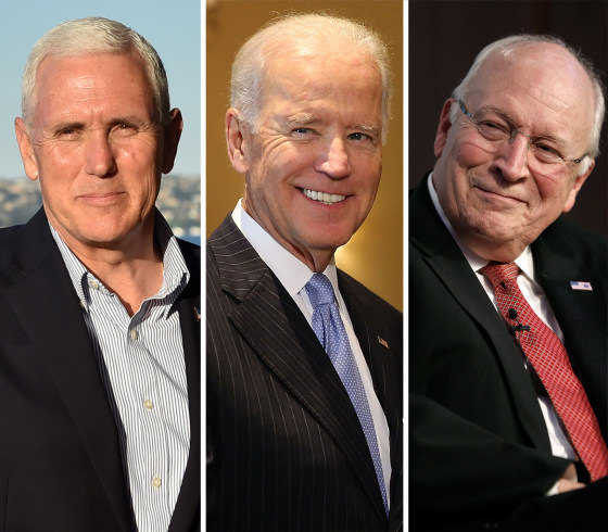 Image: A combo photo of Vice President Mike Pence and former Vice Presidents Joe Biden and Dick Cheney