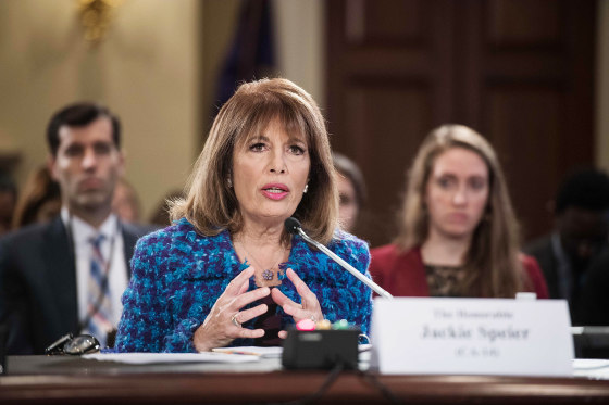 Image: US Democratic Representative from California Jackie Speier speaks