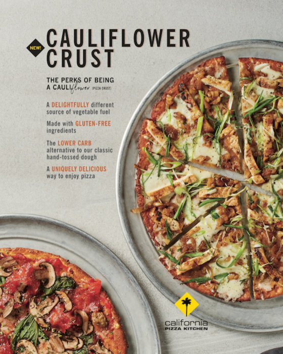 California Pizza Kitchen Rolling Out Low Carb Cauliflower Pizza Crust