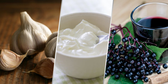 Image: Garlic, yogurt and elderberries