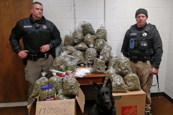 Image: Roughly 60 pounds of marijuana were found on Dec. 19, 2017 during a traffic stop initiated by the York County Sheriff's Department.
