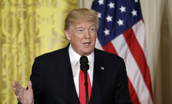 Image: President Donald Trump speaks during a news conference