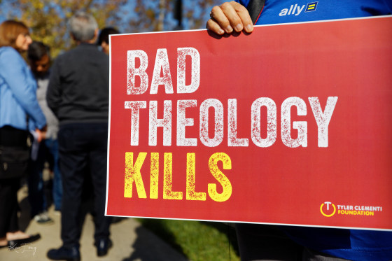 Protest sign from a Tyler Clementi Foundation protest