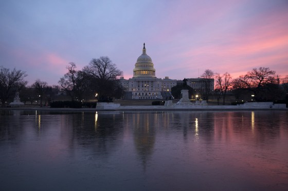 Image: The U.S. Capitol dome at sunrise after an early morning House vote to halt the government shutdown in Washington, DC, Feb. 9, 2018.