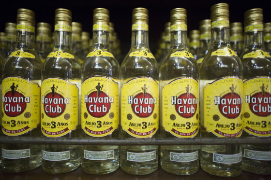 Image: Bottles of Havana Club rum are displayed inside a shop in Havana