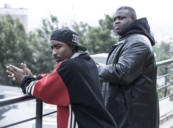 Image: Marcc Rose as Tupac Shakur, left, and Wavyy Jonez as Biggie