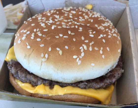 Image: A hamburger made with fresh beef at a McDonald's in Dallas.