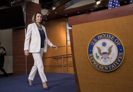 Image: Nancy Pelosi arrives for a news conference on Capitol Hill