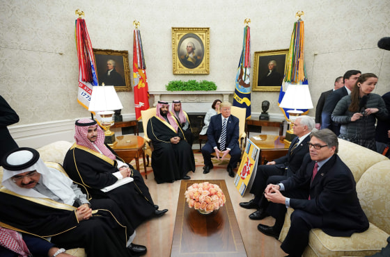 Image: President Donald Trump meets with Saudi Arabia's Crown Prince Mohammed bin Salman
