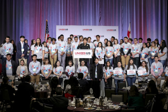 Janet Murguia, of UnidosUS, announced the launch of a voter registration campaign aimed at young Latinos.