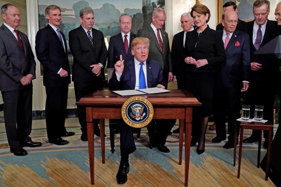 Image: Trump announces intellectual property tariffs on goods from China, at the White House in Washington