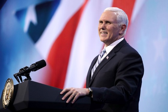 Image: Mike Pence And Nikki Haley Address Annual AIPAC Conference In Washington