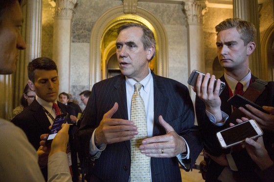 Sen. Merkley (D-OR) Speaks To The Press After Speaking On Senate Floor All Night In Opposition To Gorsuch