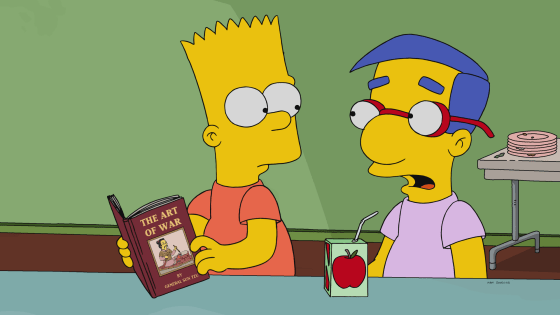 Bart Simpson and Milhouse Van Houten in the episode "No Good Read Goes Unpunished."