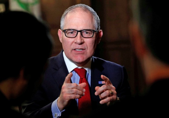 Image: Scott Pruitt speaks during an interview with Reuters in Washington