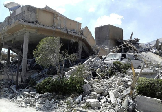 Image: Damage to the Syrian Scientific Research Center after it was attacked by U.S., British and French military strikes to punish Syrian President Bashar Assad for suspected chemical attack against civilians, in Barzeh, near Damascus, Syria, on April 14