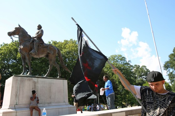 The statue of Nathan Bedford Forrest stands over his grave in Memphis