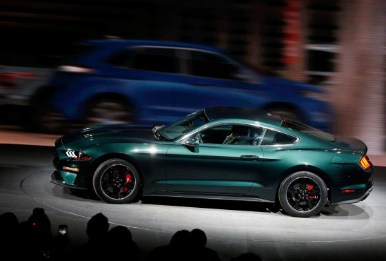 Image: The 2019 Ford Mustang Bullitt, inspired by the movie of the same name, debuts during the press preview at the North American International Auto Show in Detroit, Michigan, Jan. 14, 2018.