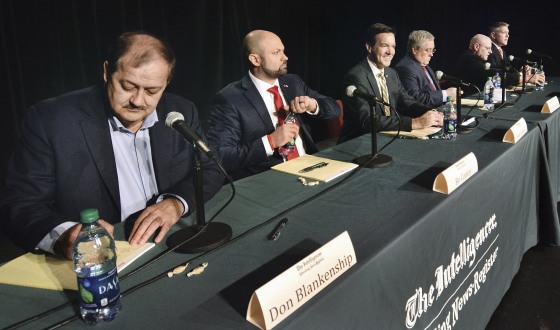 Image: Republican candidates for the West Virginia Senate seat hold a debate