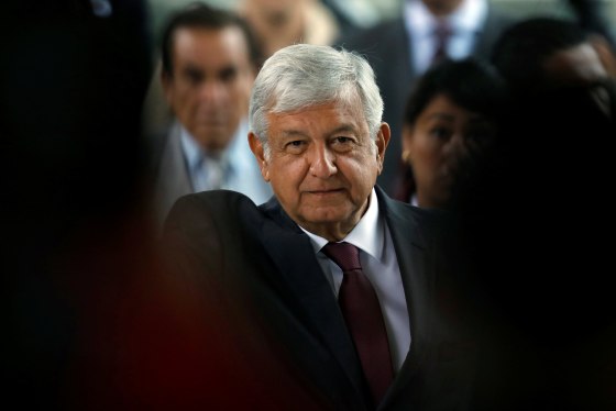 Image: Leftist front-runner Andres Manuel Lopez Obrador of the National Regeneration Movement attends the 16th National Tourism Forum at the Chapultepec Castle in Mexico City