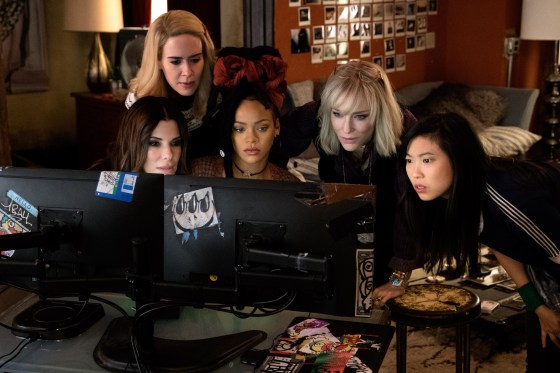 ImagE: Sandra Bullock as Debbie Ocean, Sarah Paulson as Tammy, Rihanna as Nine Ball, Cate Blanchett as Lou and Awkwafina as Constance in Ocean's 8.