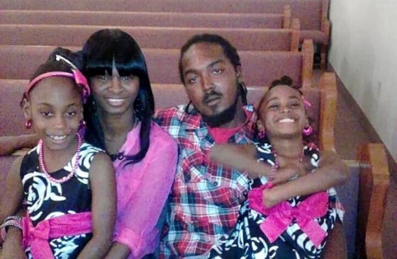 Image: Gregory Hill Jr. and Monique Davis with with their daughters Destiny Hill, left, and Aryanna Hill, right.