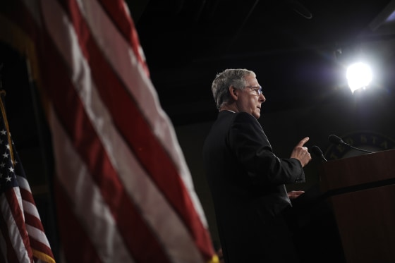 Image: McConnell talks about his meeting with President Obama on the country's debt ceiling, during a news conference in Washington