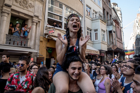 Image: LGBT supporters dance and sing in Istanbul