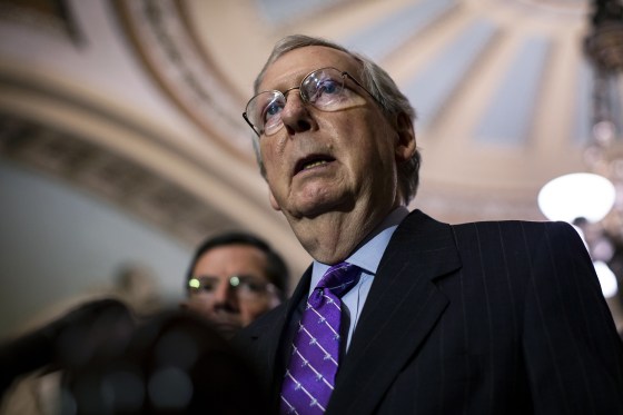 Image: Senate Majority Leader Mitch McConnell speaks during a news conference