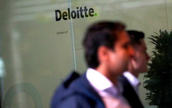 Offices of Deloitte are seen in London