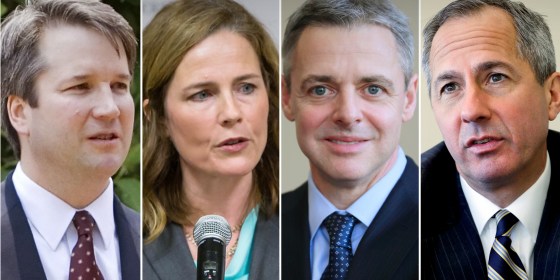 Brett Kavanaugh, Amy Barrett, Raymond Kethledge and Thomas Hardiman