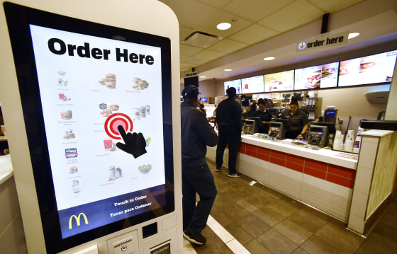 Image: A McDonald's kiosk for digital ordering, on March 6, 2018, in Atlanta.