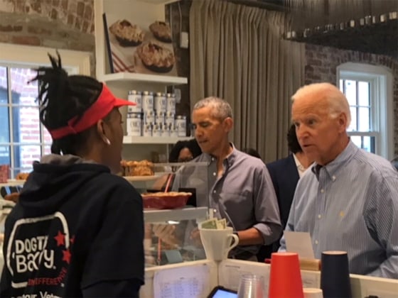 Image: Pres Obama and VP Biden at Dog Tag Bakery