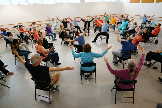 A dance class for people with Parkinson's at Mark Morris Dance Center in Brooklyn, New York.