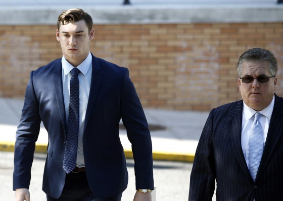 Image: Joseph G. Ems Jr., left, arrives at the Centre County Courthouse in Bellefonte