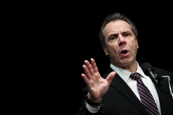 Image: New York Governor Andrew Cuomo speaks at a healthcare union rally in New York