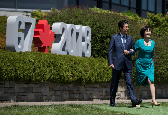 Japan's Prime Minister Shinzo Abe and his wife Akie