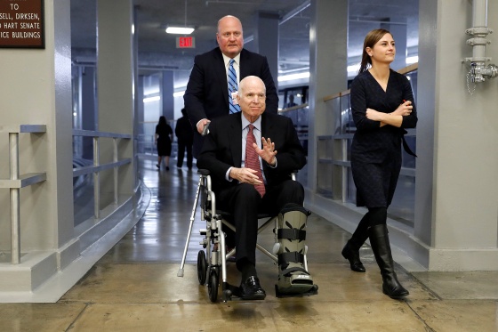 Image: Sen. John McCain heads to the Senate floor ahead of votes on Capitol Hill in Washington