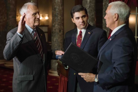 Image: Vice President Mike Pence ceremonially swears in U.S. Senator Jon Kyl, R-AZ