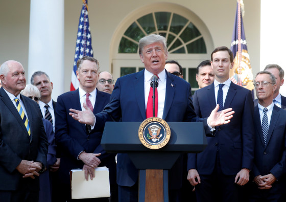 Image: President Trump discusses trade deal in the Rose Garden of the White House in Washington